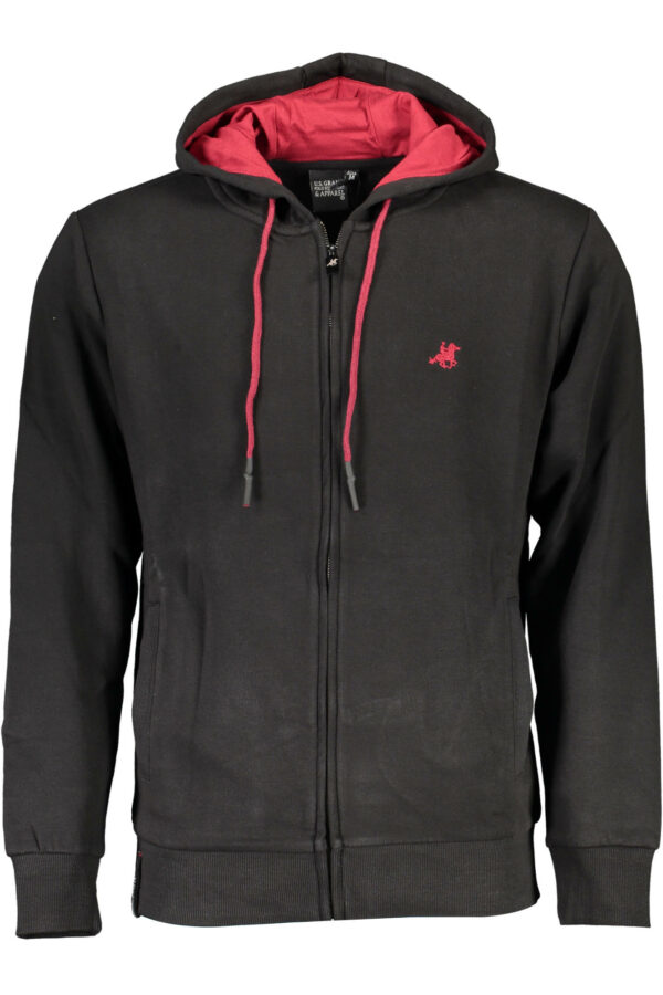U.S. GRAND POLO FELPA CON ZIP UOMO NERO