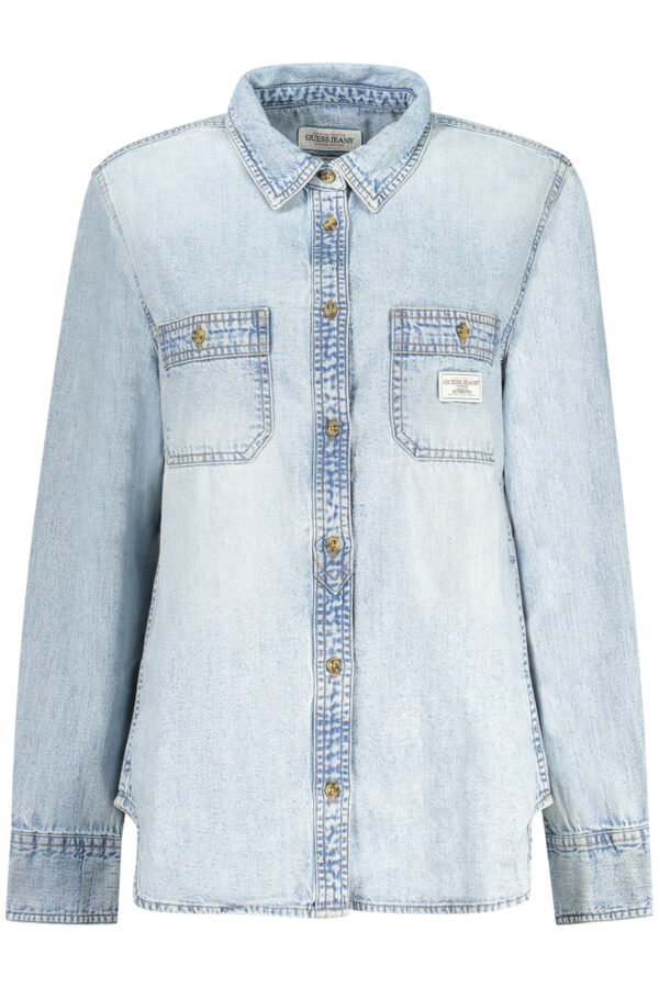 GUESS JEANS CAMICIA MANICHE LUNGHE DONNA AZZURRO