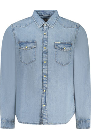 GUESS JEANS CAMICIA MANICHE LUNGHE UOMO AZZURRO