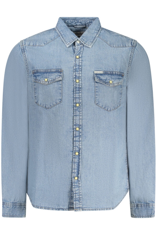 GUESS JEANS CAMICIA MANICHE LUNGHE UOMO AZZURRO