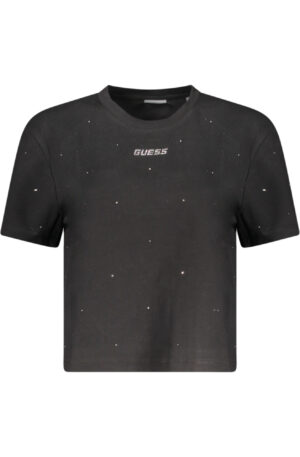GUESS JEANS T-SHIRT MANICHE CORTE DONNA NERO