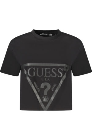 GUESS JEANS T-SHIRT MANICHE CORTE DONNA NERO