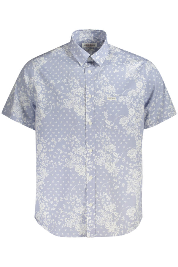 GUESS JEANS CAMICIA MANICHE CORTE UOMO AZZURRO