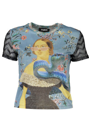 DESIGUAL T-SHIRT MANICHE CORTE DONNA AZZURRO
